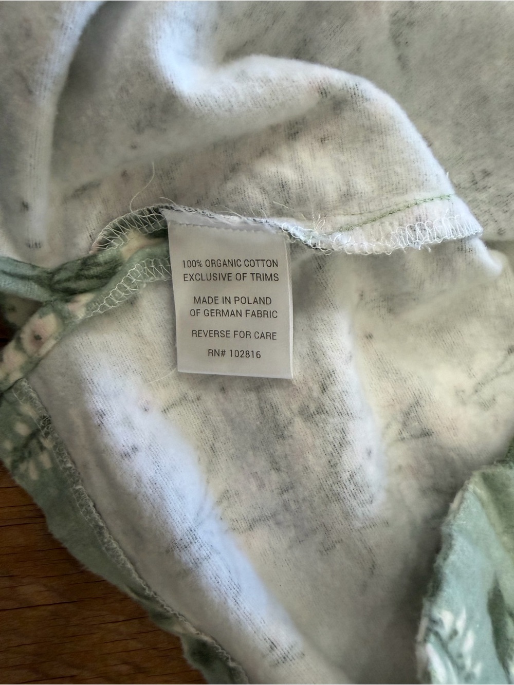 Garnet Hill Flannel Pajama PJ Top Shirt Organic Cotton Green Floral Women’s S - Picture 7 of 10
